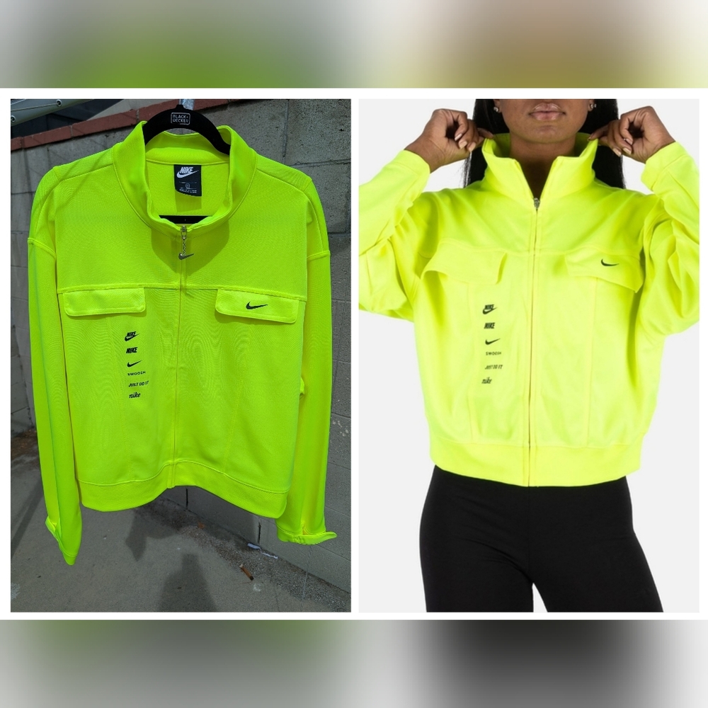 Nike Women's Neon Yellow Swoosh Track Jacket Plus Size 1X